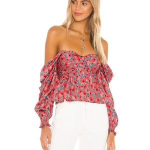 House of Harlow Burna Blouse in Red Poppy Floral